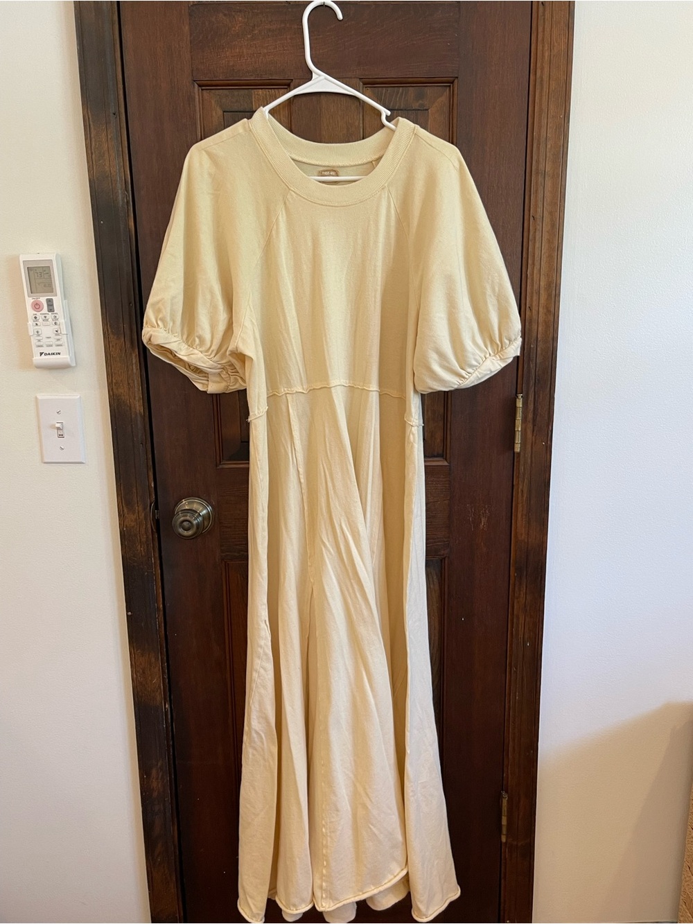Free-est by Free People Butter Yellow Puff Sleeve Maxi Dress XL